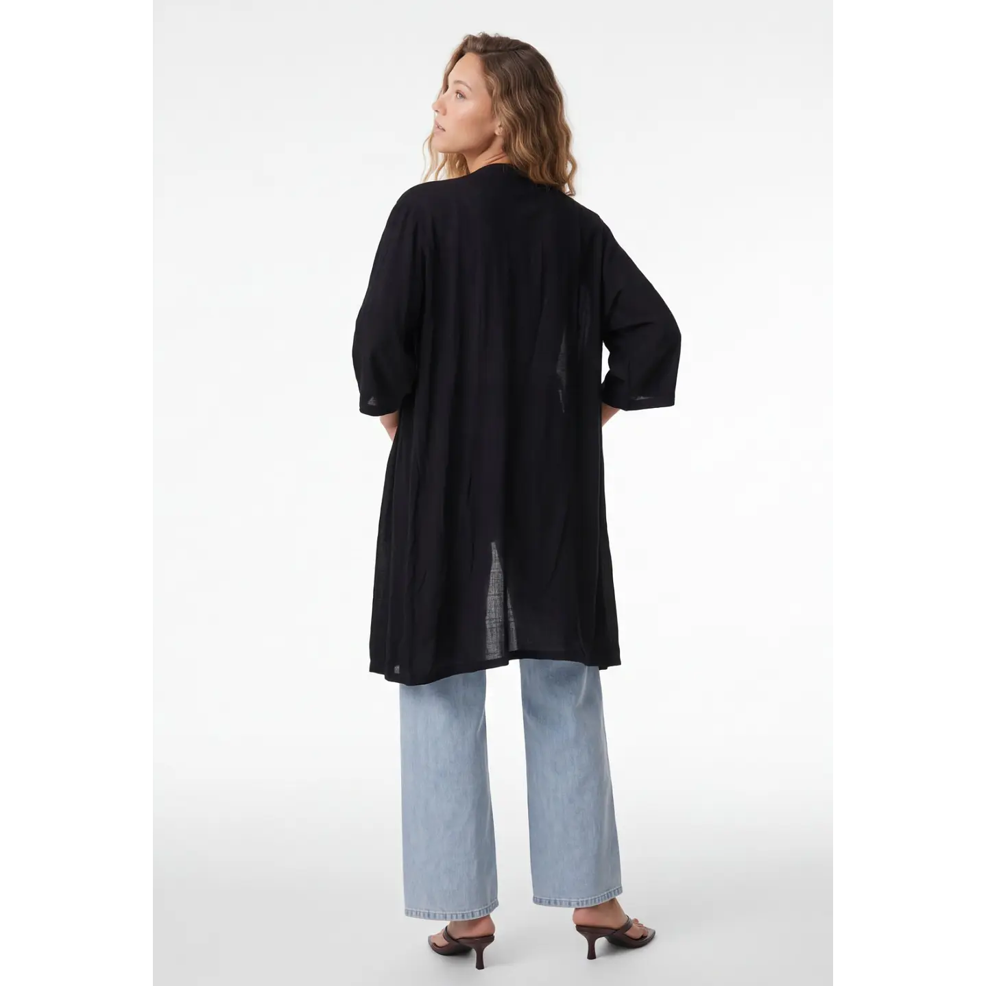 Tapado Liso Mujer Manga 3/4 Negro 2