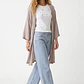 Tapado Liso Mujer Manga 3/4 Beige - Miniatura 3