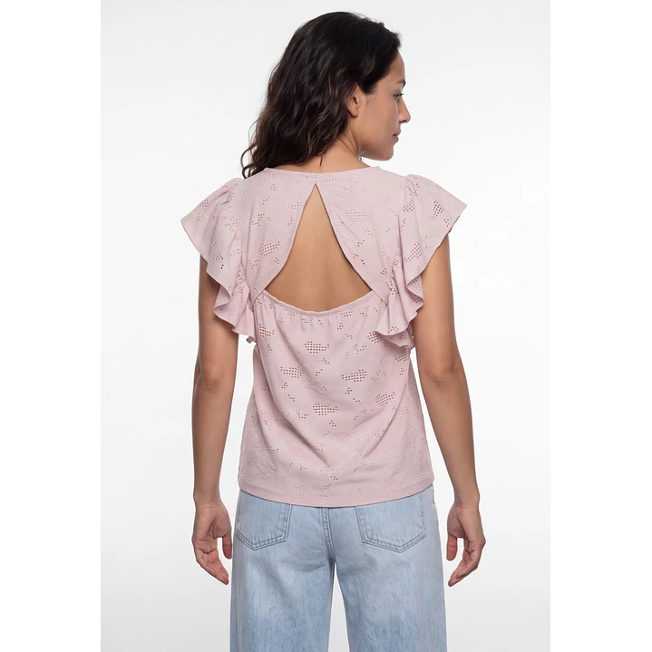 Polera Broderie Mujer Rosado 2
