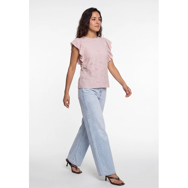 Polera Broderie Mujer Rosado 3