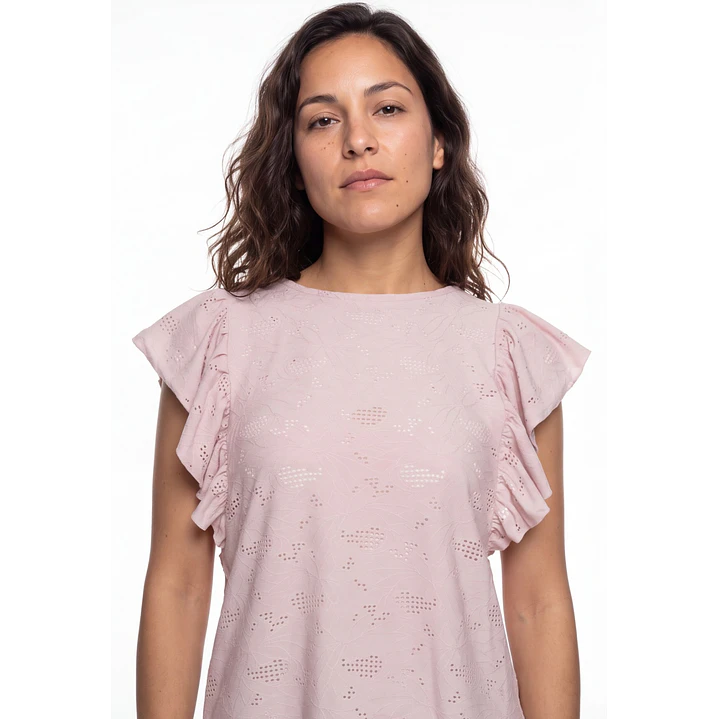 Polera Broderie Mujer Rosado 4