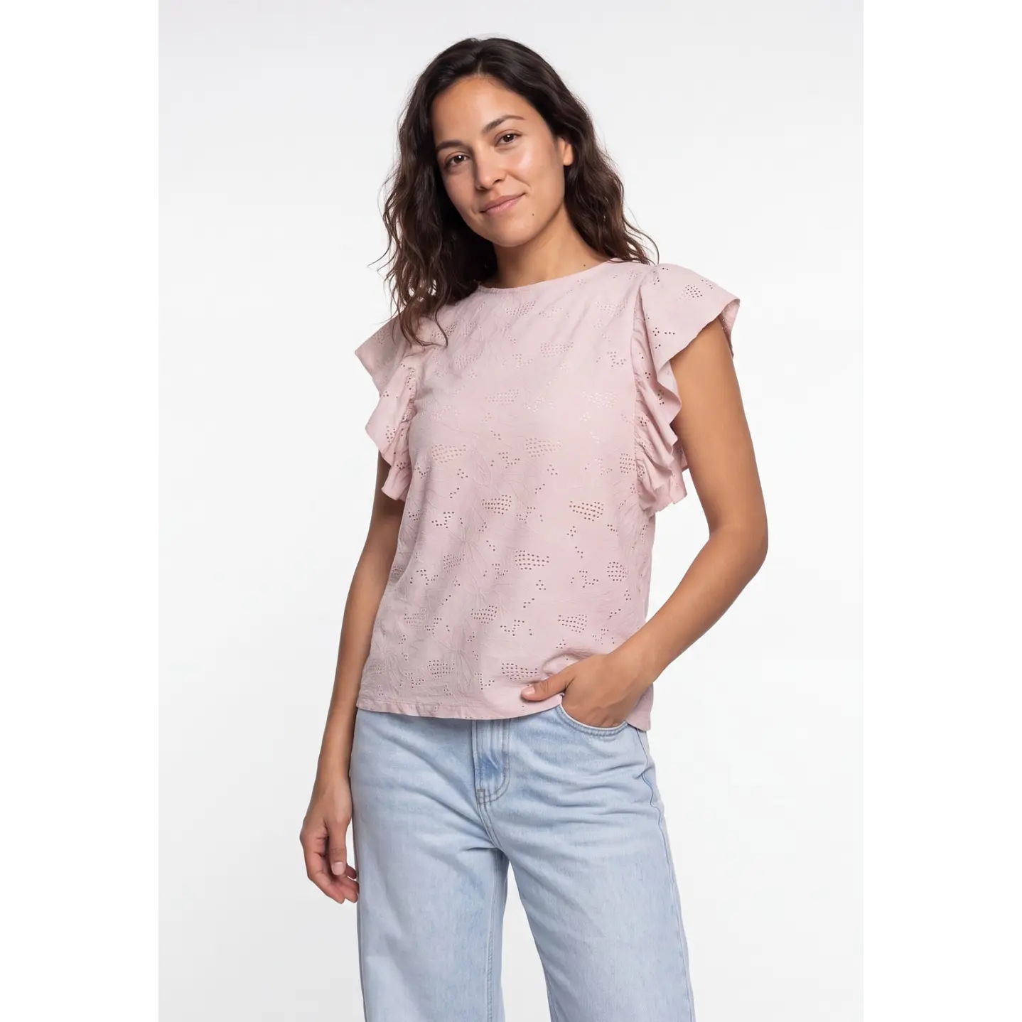 Polera Broderie Mujer Rosado 1