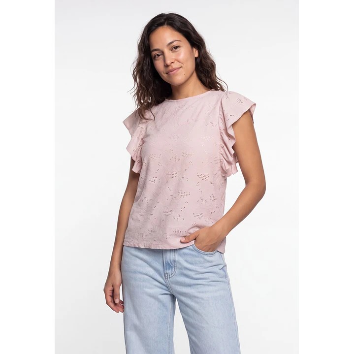 Polera Broderie Mujer Rosado 1