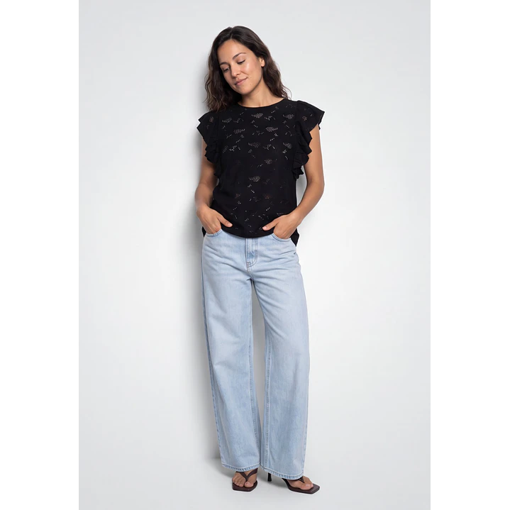 Polera Broderie Mujer Negro 3