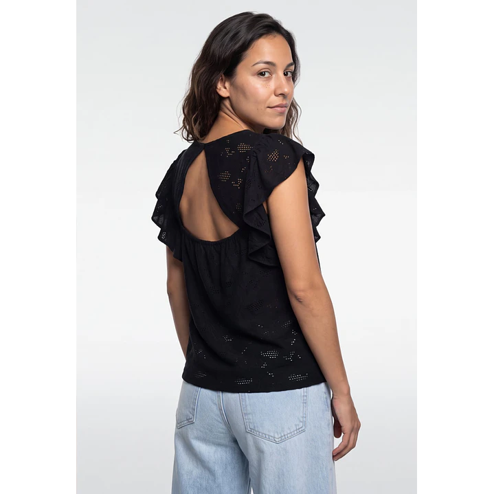 Polera Broderie Mujer Negro 2