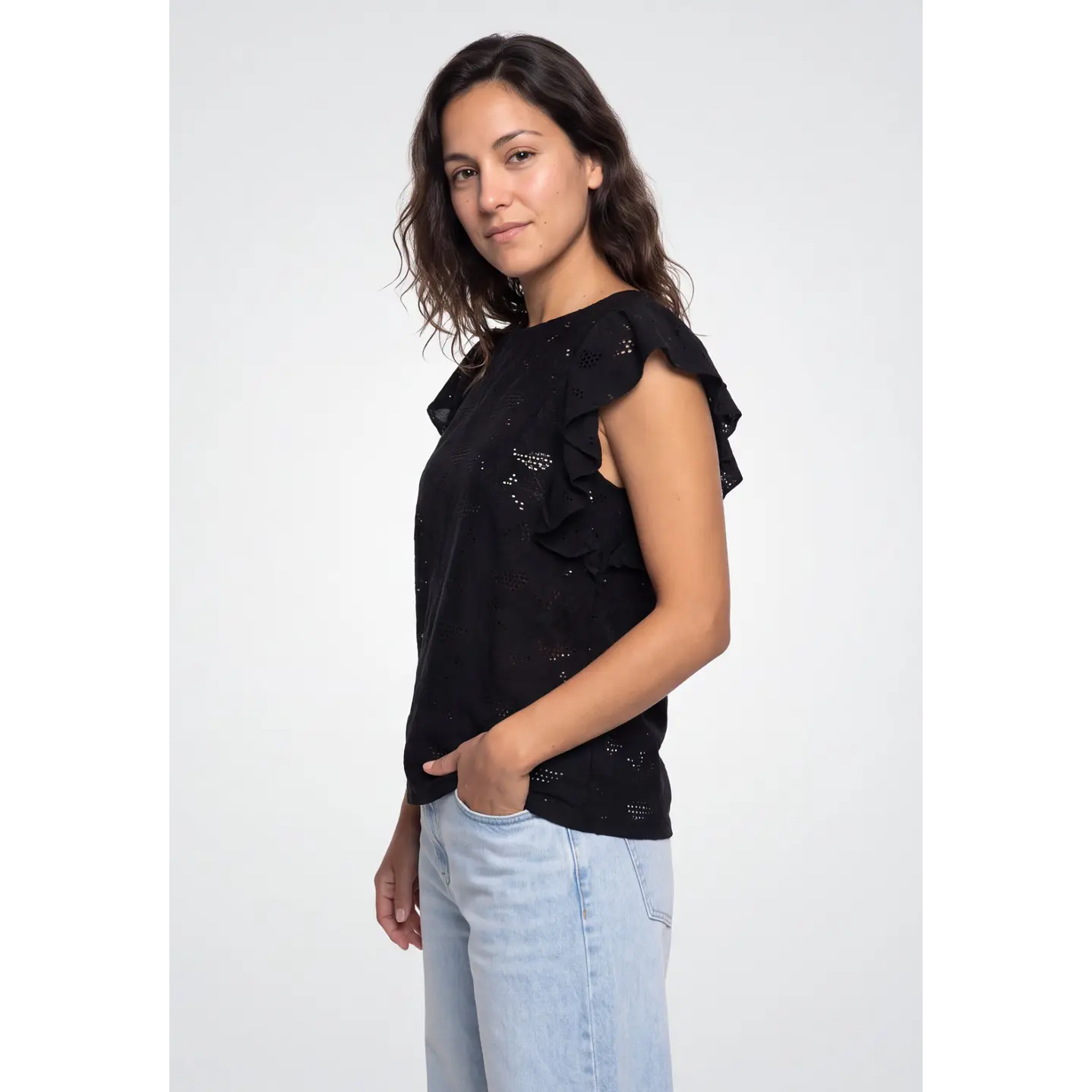 Polera Broderie Mujer Negro 1