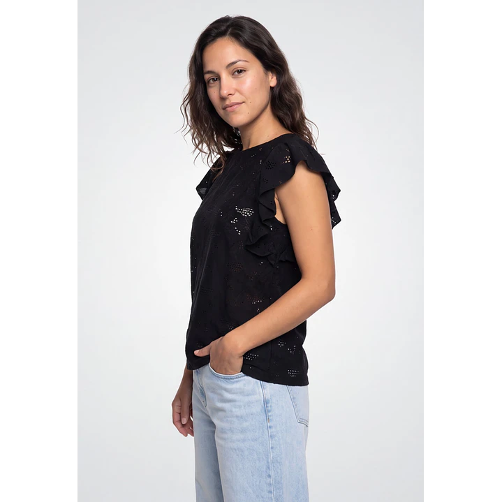 Polera Broderie Mujer Negro 1