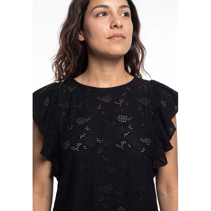 Polera Broderie Mujer Negro 4