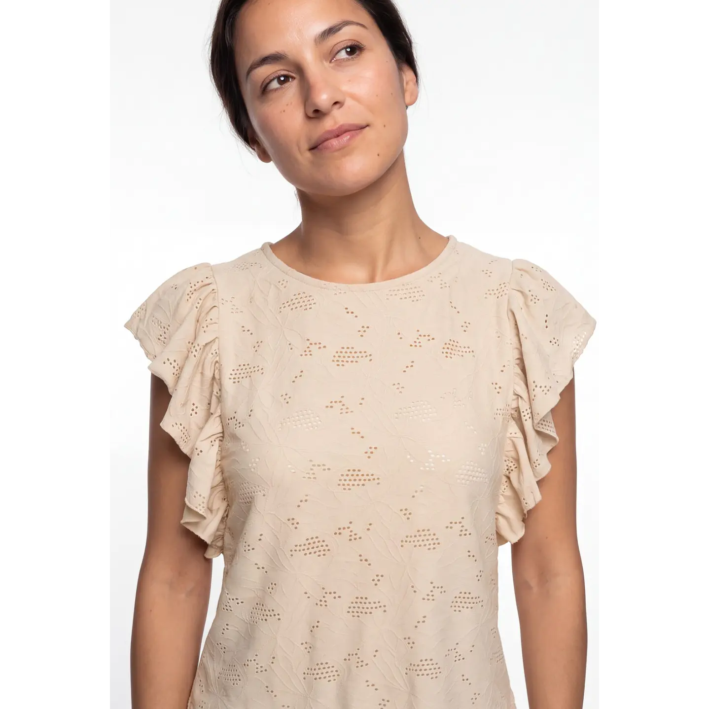 Polera Broderie Mujer Beige 4