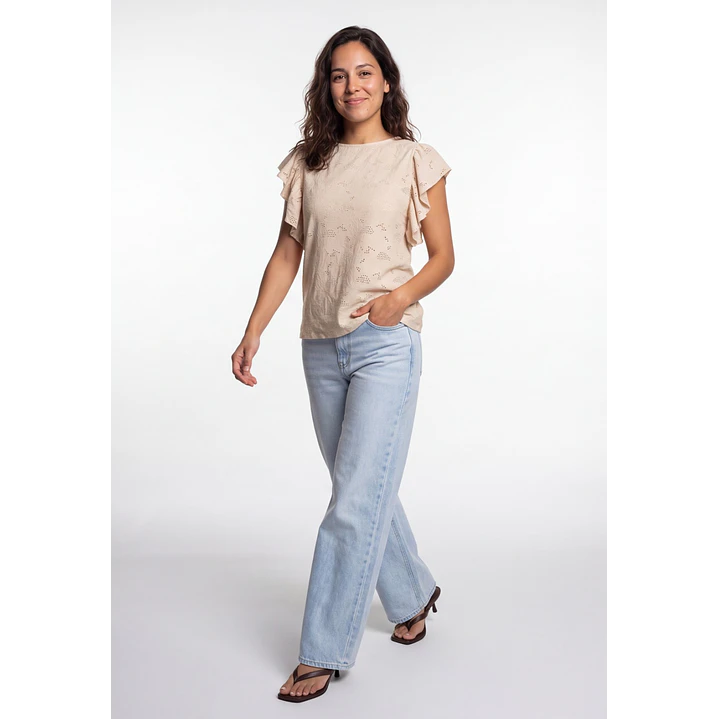 Polera Broderie Mujer Beige 3