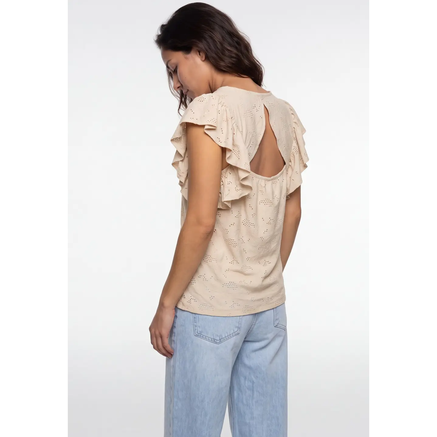Polera Broderie Mujer Beige 2