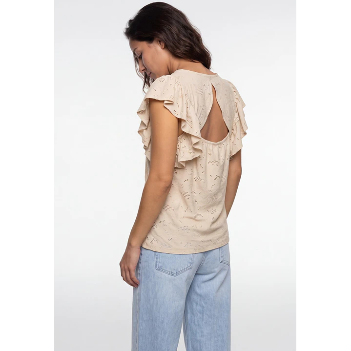 Polera Broderie Mujer Beige 2