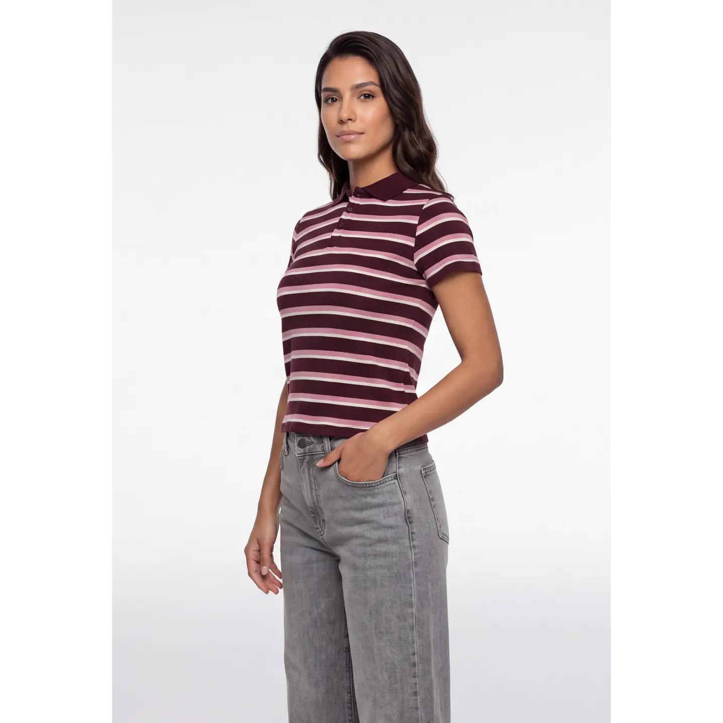 Polera Polo Mujer Burdeo 1