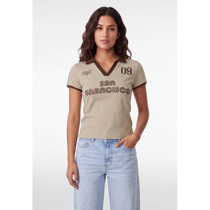 Polera Polo Mujer Beige 1