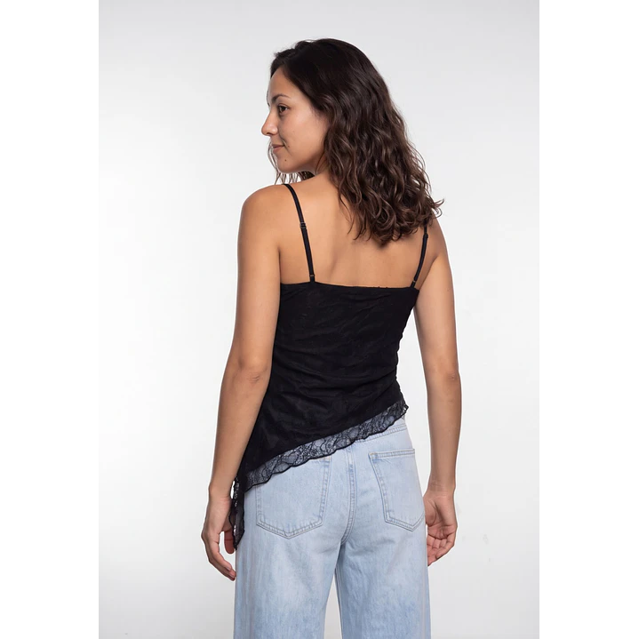 Peto Encaje Mujer Sin Manga Negro 2