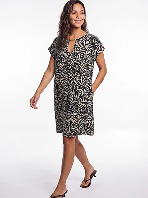 Vestido Hojas Mujer Negro