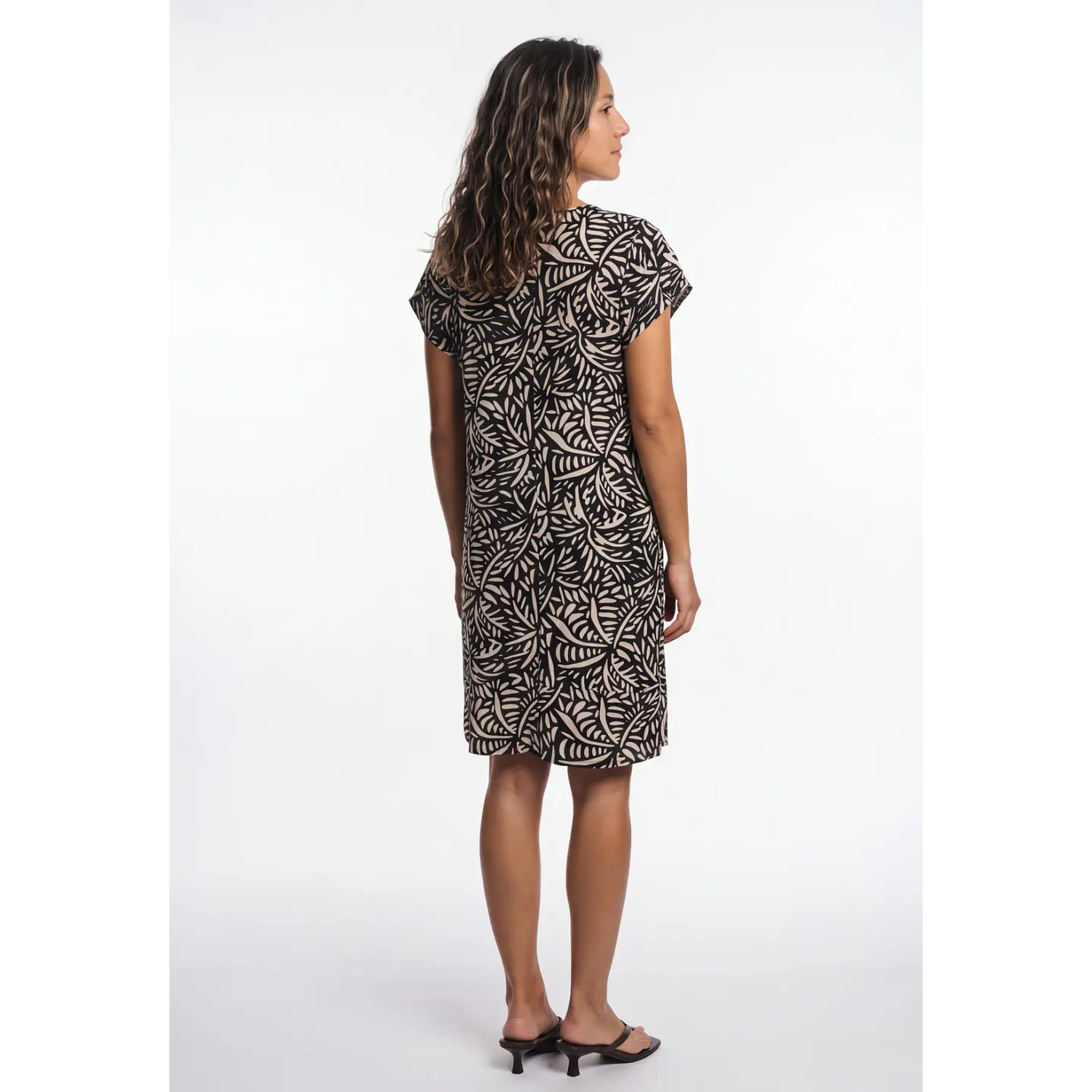 Vestido Hojas Mujer Negro 2