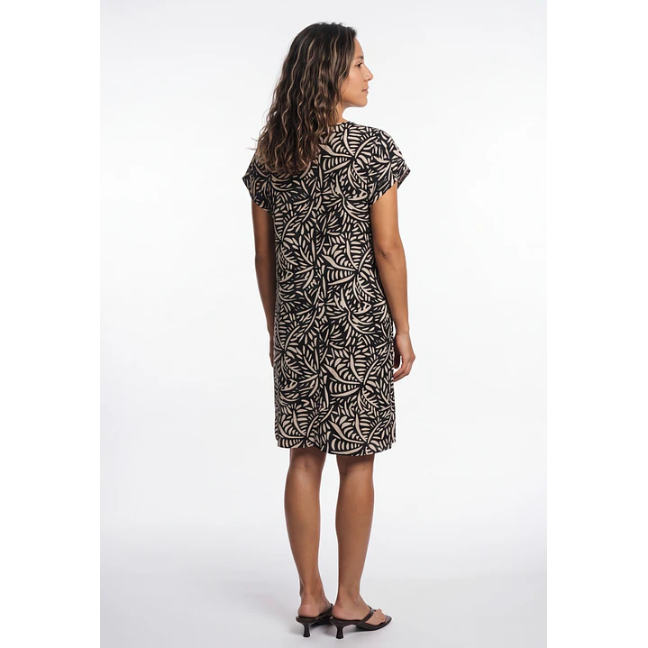 Vestido Hojas Mujer Negro 2