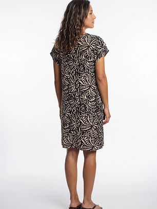 Vestido Hojas Mujer Negro