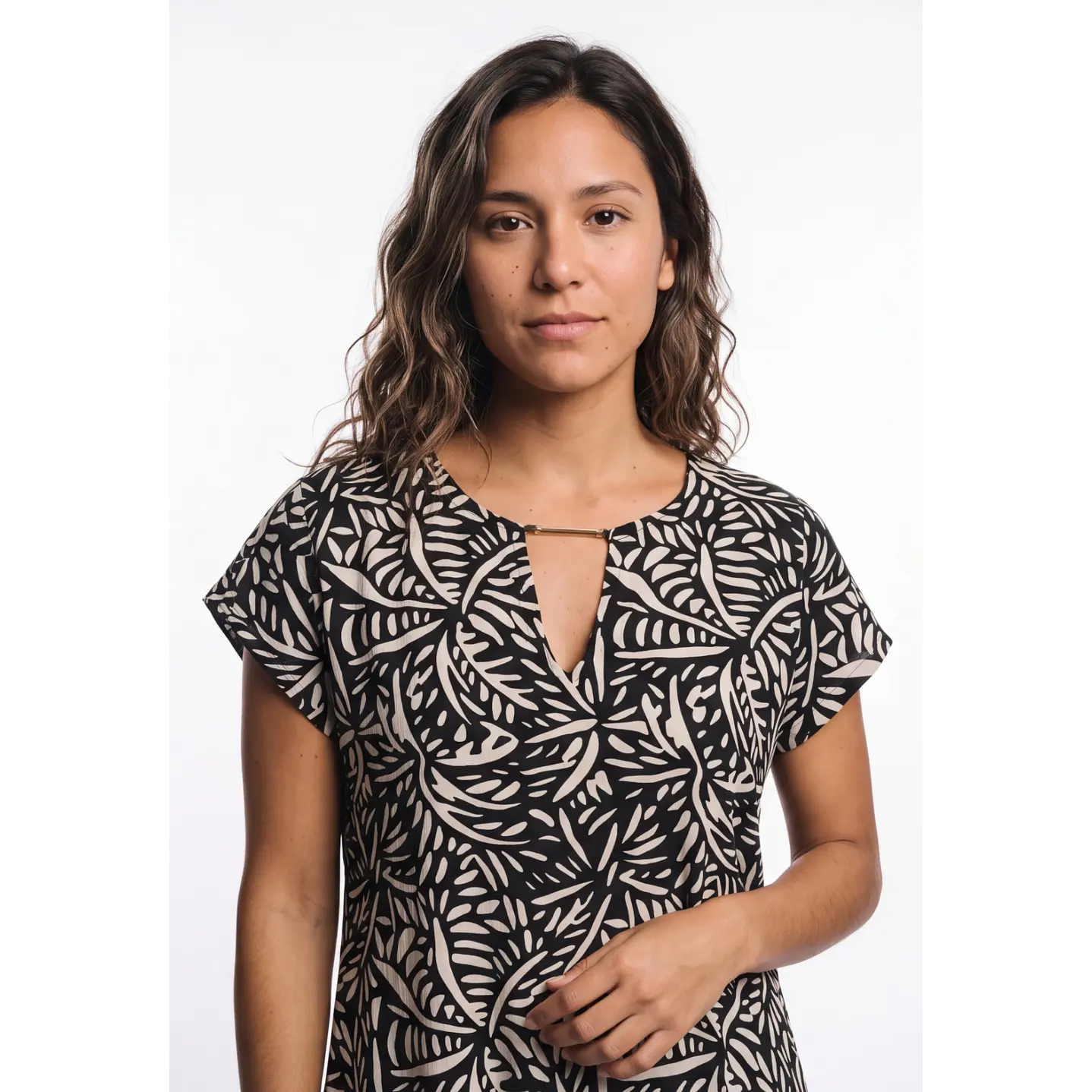 Vestido Hojas Mujer Negro 4