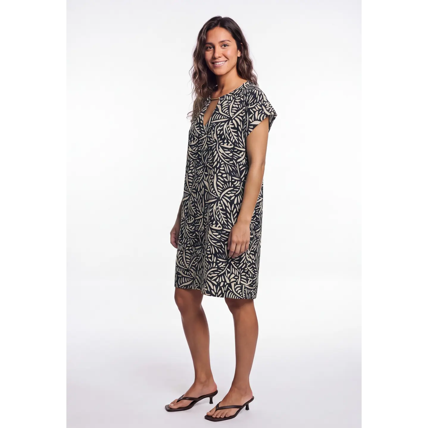 Vestido Hojas Mujer Negro 3