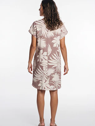 Vestido Hojas Mujer Beige