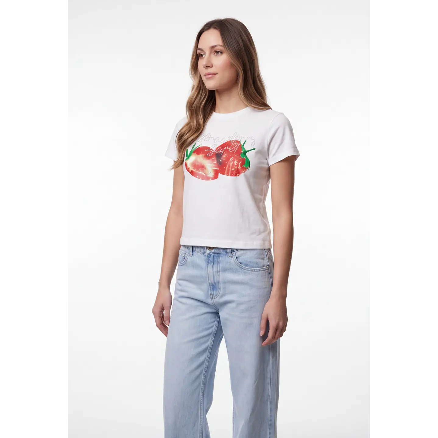 Polera Frutillas Mujer Blanco 1