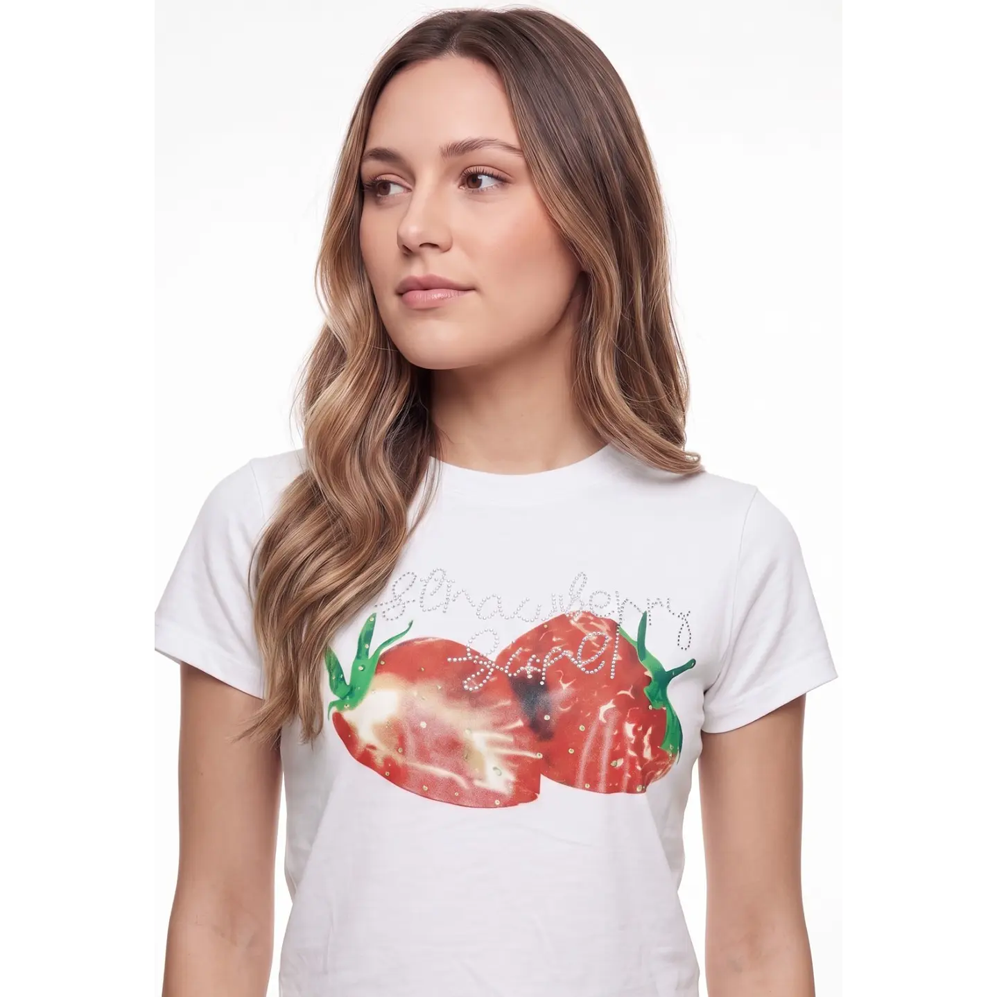Polera Frutillas Mujer Blanco 4