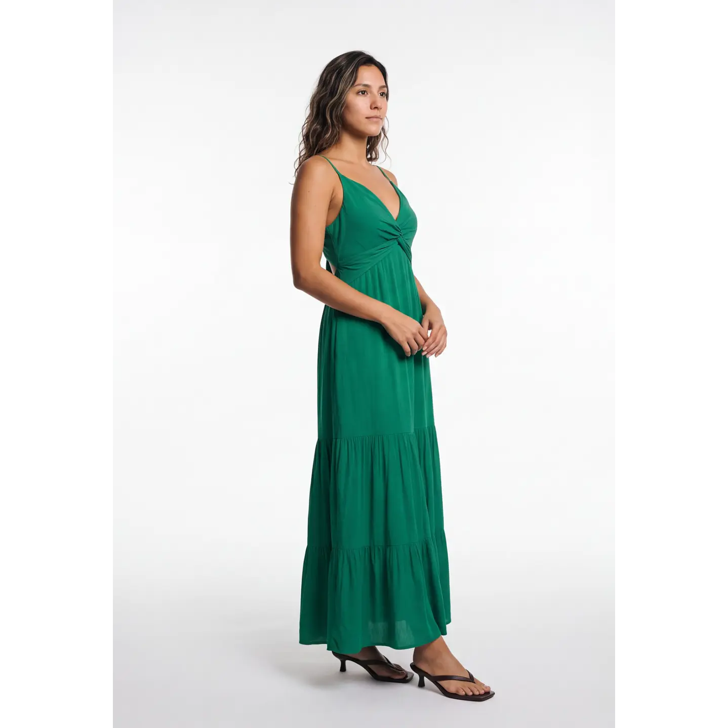 Vestido Largo Espalda Abierta Mujer Verde 1