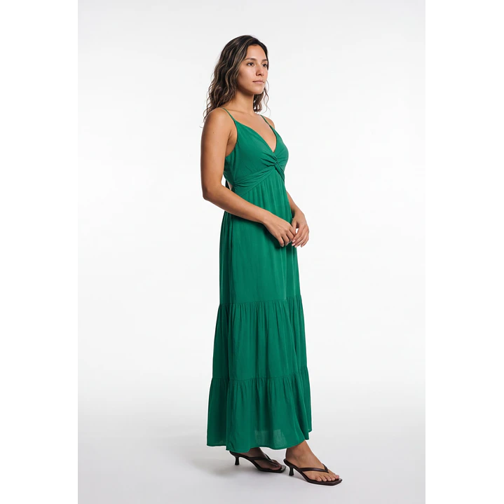 Vestido Largo Espalda Abierta Mujer Verde 1