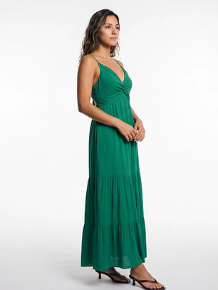 Vestido Largo Espalda Abierta Mujer Verde