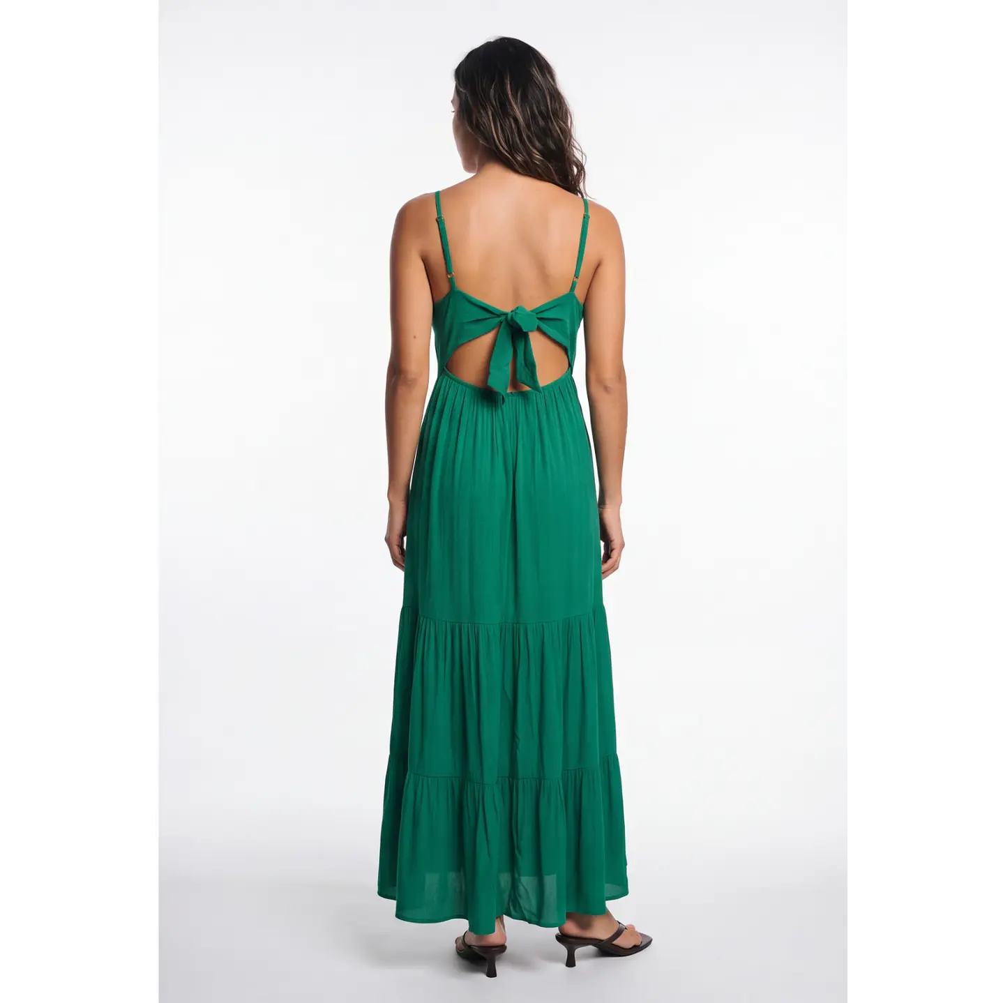 Vestido Largo Espalda Abierta Mujer Verde 2