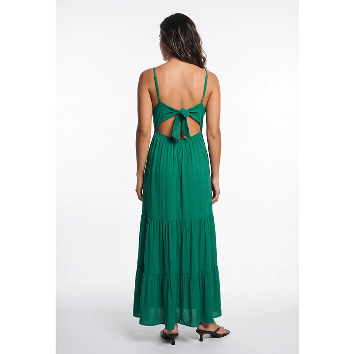 Vestido Largo Espalda Abierta Mujer Verde 2