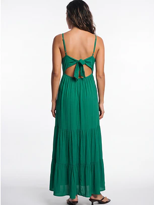 Vestido Largo Espalda Abierta Mujer Verde