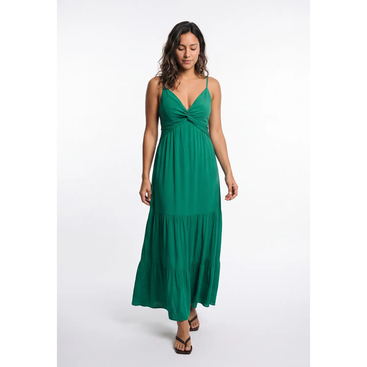 Vestido Largo Espalda Abierta Mujer Verde 3