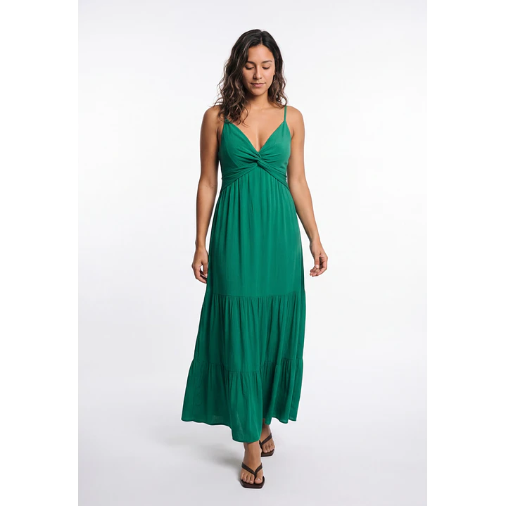 Vestido Largo Espalda Abierta Mujer Verde 3