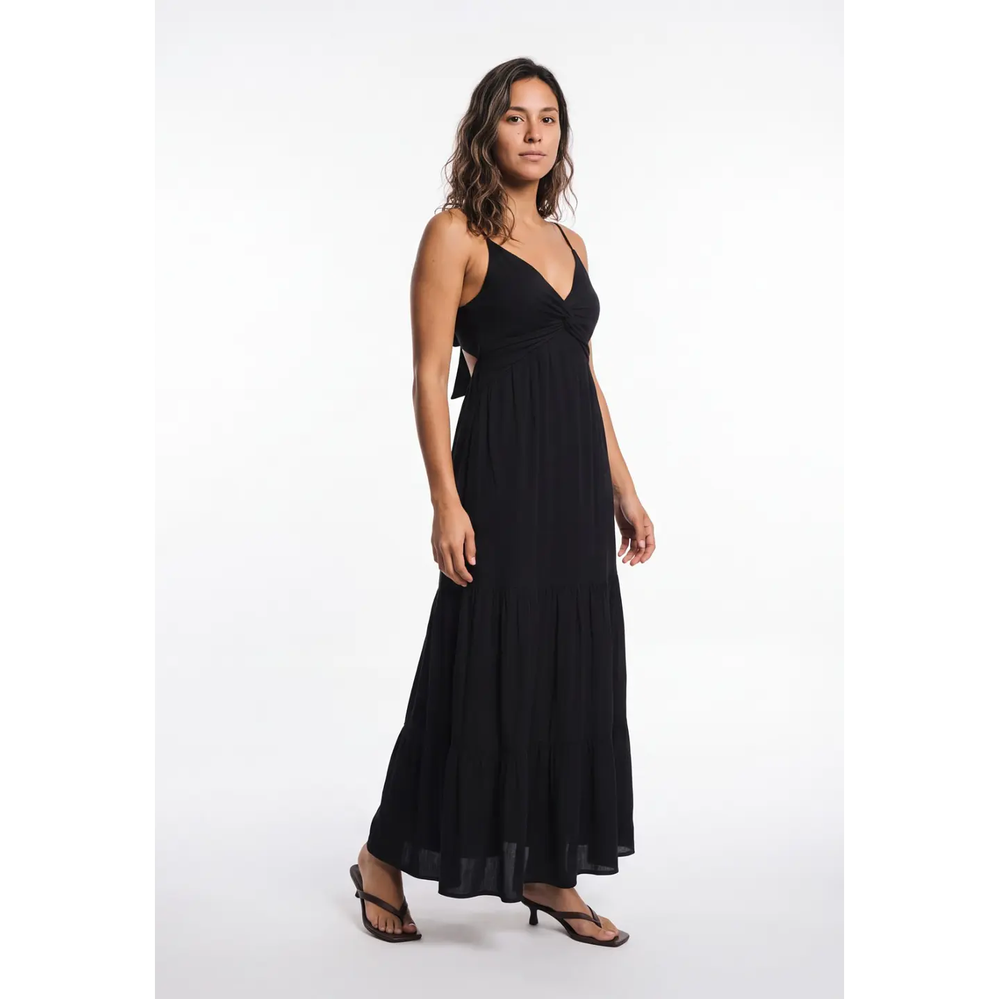 Vestido Largo Espalda Abierta Mujer Negro 1