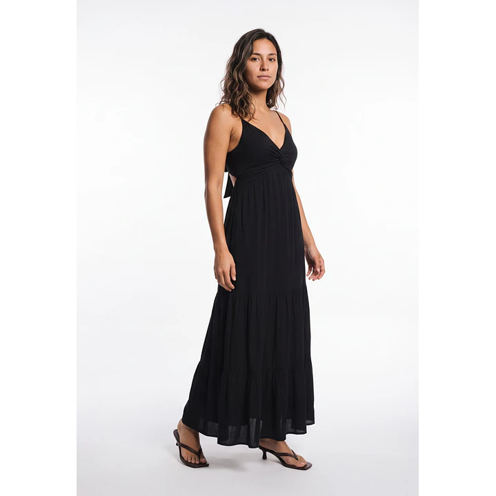 Vestido Largo Espalda Abierta Mujer Negro 1
