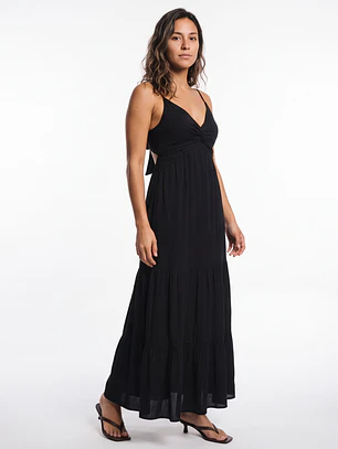 Vestido Largo Espalda Abierta Mujer Negro