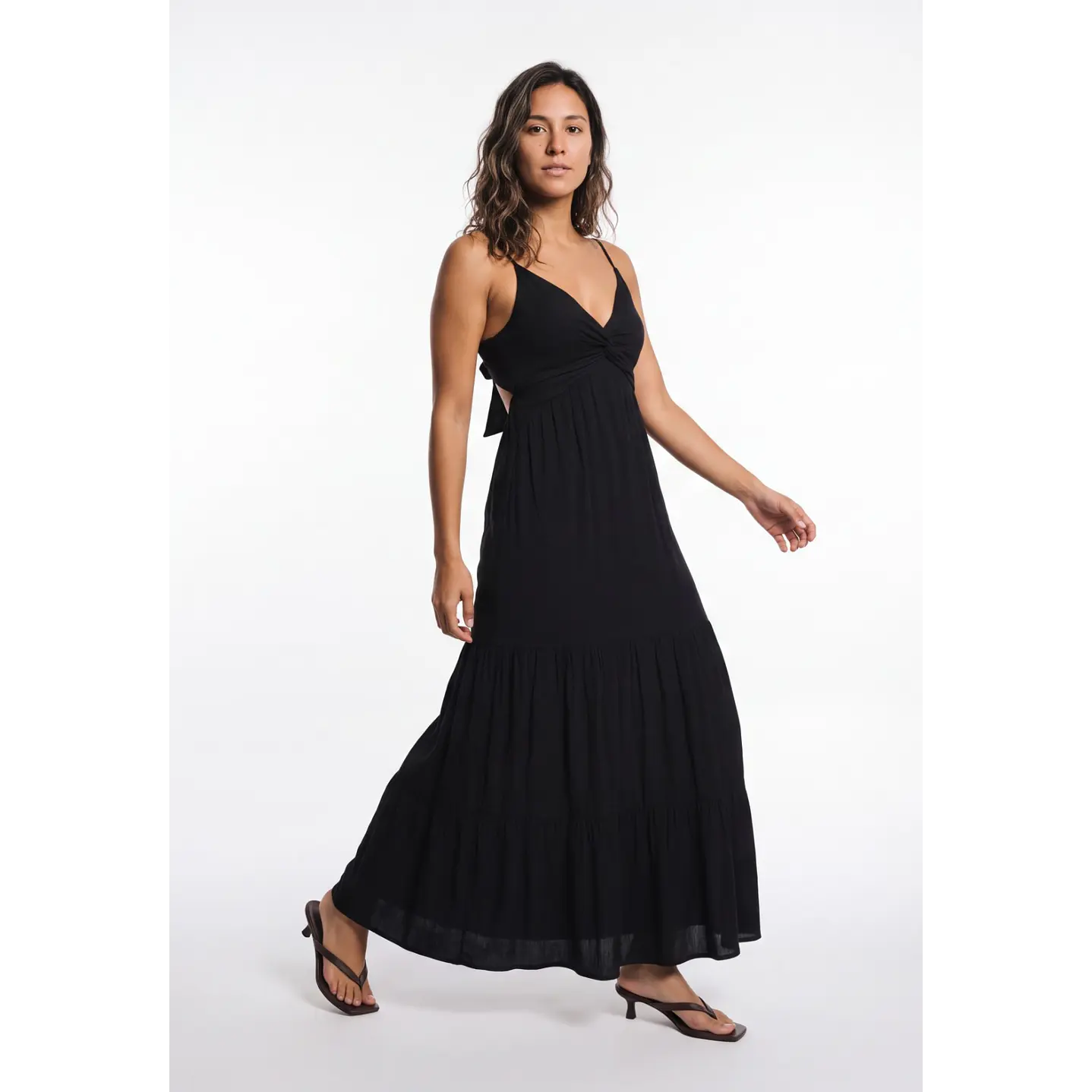 Vestido Largo Espalda Abierta Mujer Negro 3