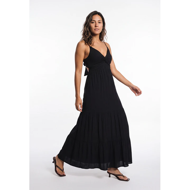 Vestido Largo Espalda Abierta Mujer Negro 3