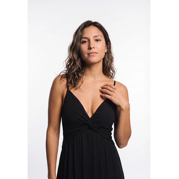 Vestido Largo Espalda Abierta Mujer Negro 4