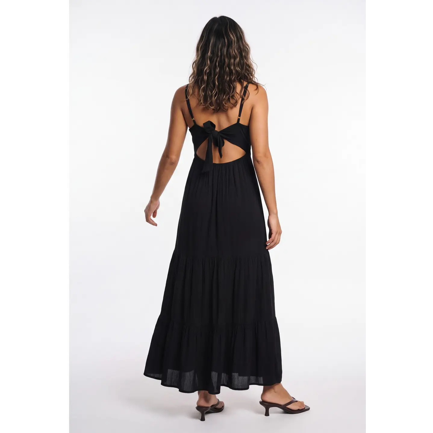 Vestido Largo Espalda Abierta Mujer Negro 2