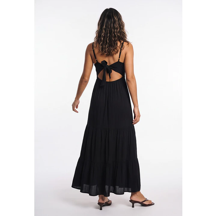 Vestido Largo Espalda Abierta Mujer Negro 2