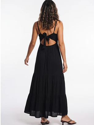 Vestido Largo Espalda Abierta Mujer Negro