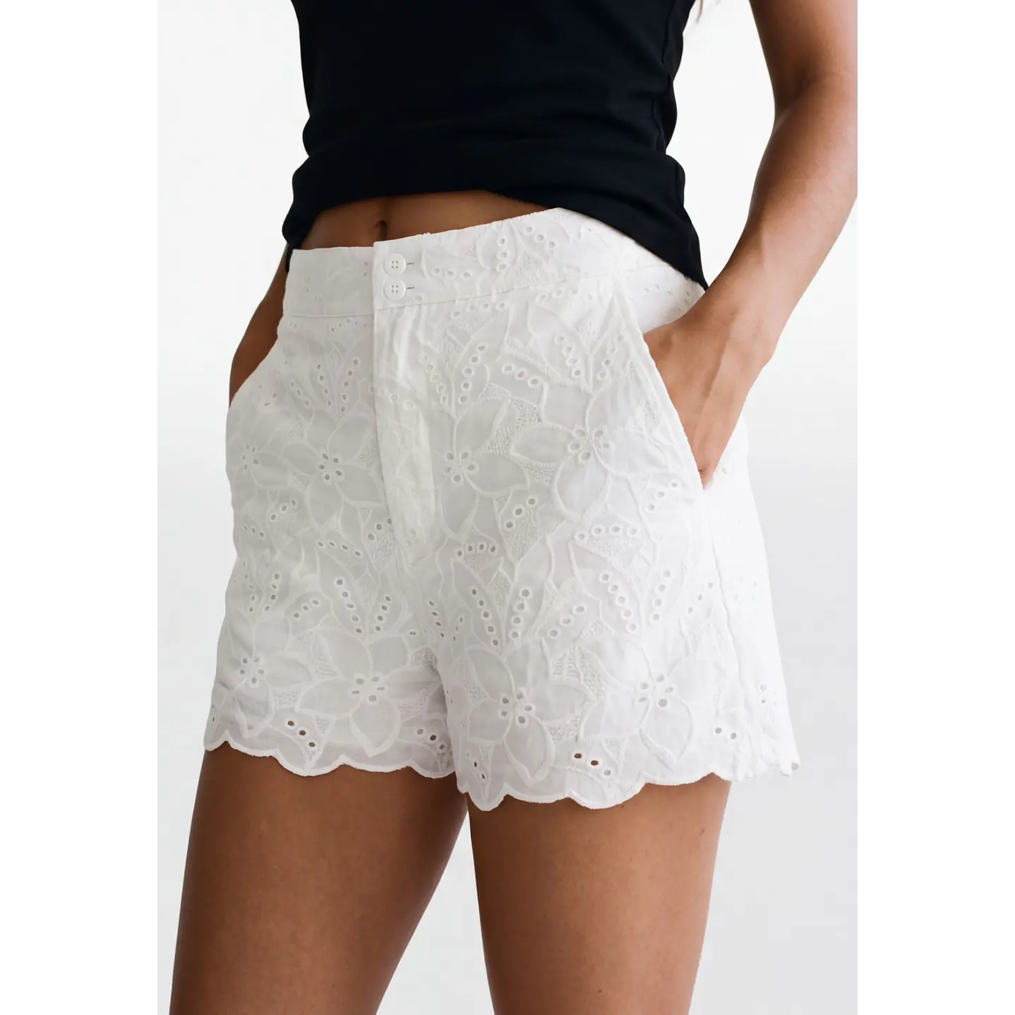 Short Broderie Mujer Blanco 4