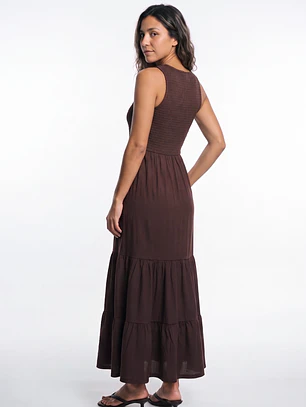 Vestido Largo Panal Mujer Café