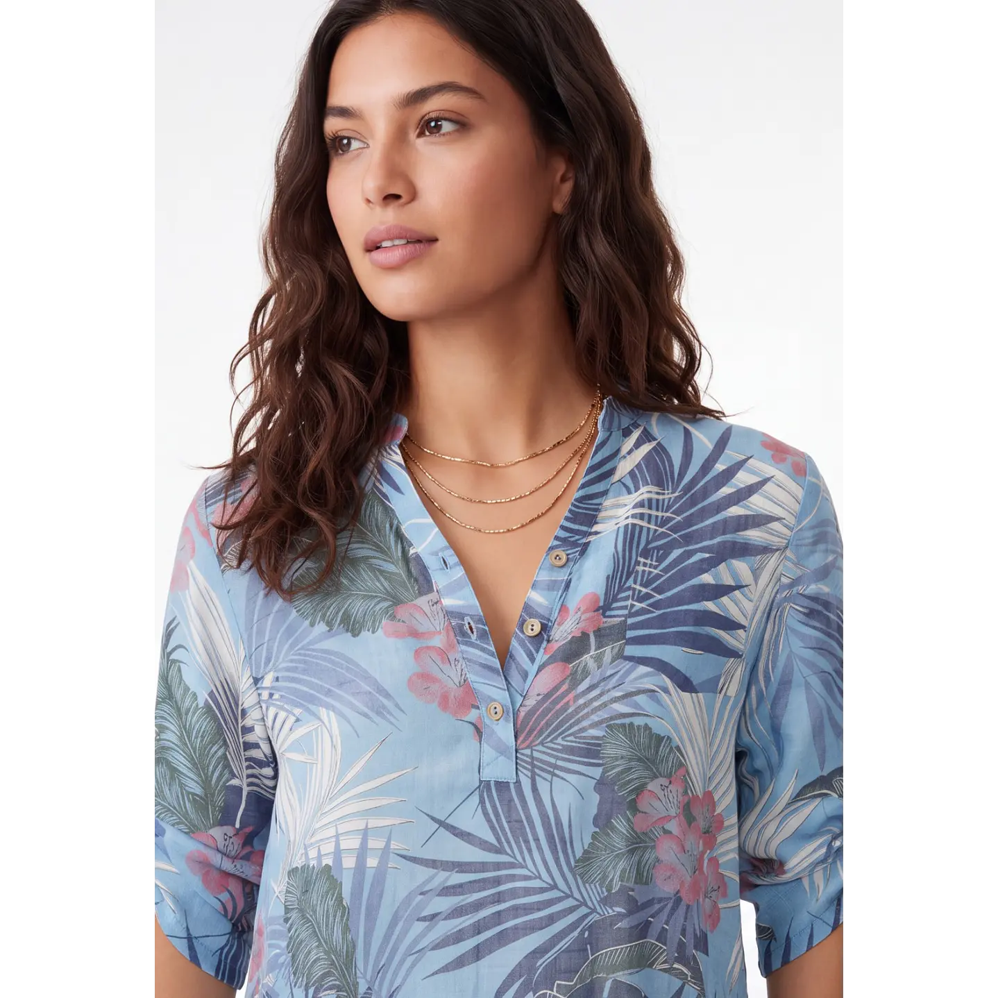 Blusa Blue Mujer Manga 3/4 Celeste 4