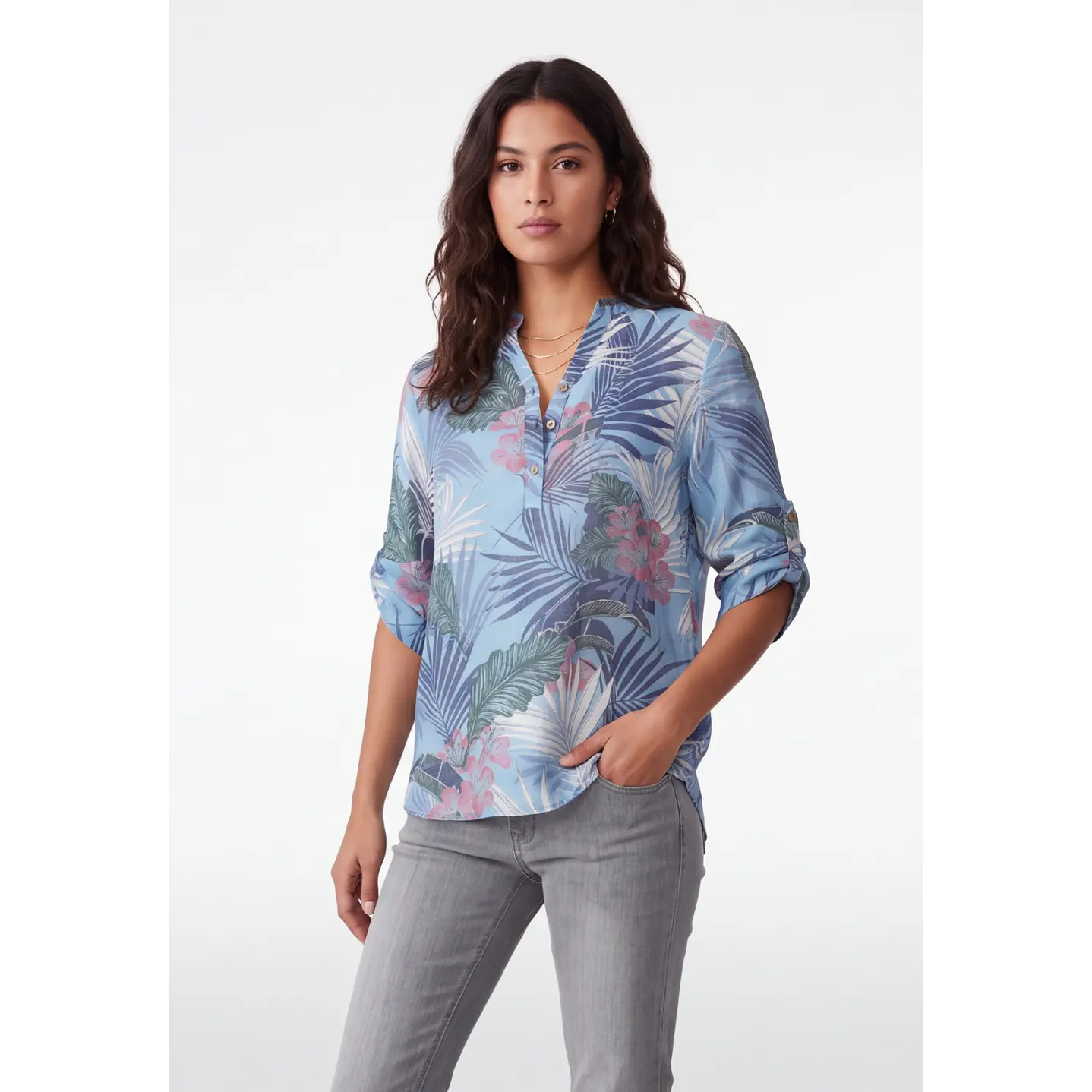 Blusa Blue Mujer Manga 3/4 Celeste 1