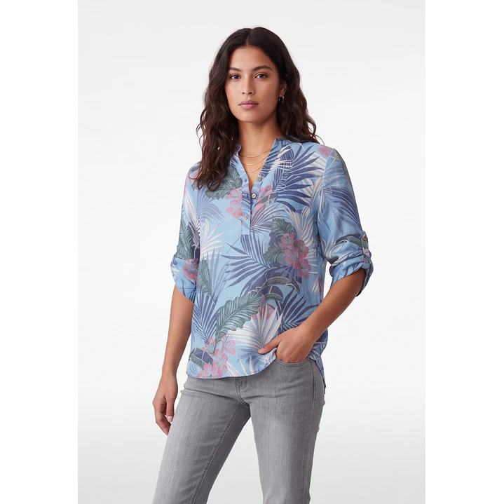 Blusa Blue Mujer Manga 3/4 Celeste 1
